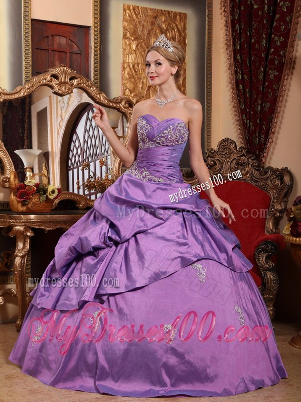Appliques Quinceanera Gowns Dresses in Lavender with Corset
