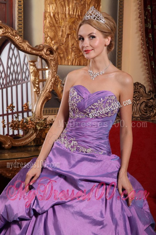 Appliques Quinceanera Gowns Dresses in Lavender with Corset