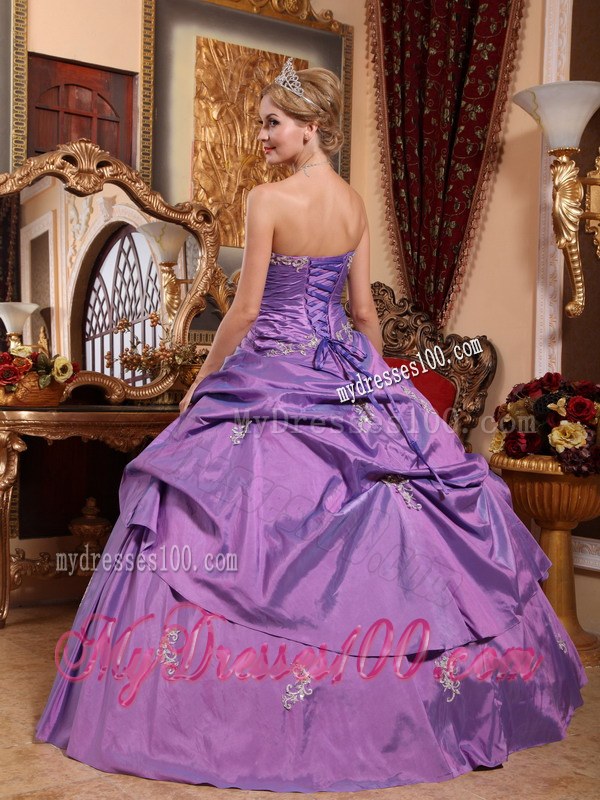 Appliques Quinceanera Gowns Dresses in Lavender with Corset