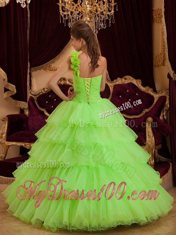 Lemon Green Princess Dresses for A Quinceanera with Layers