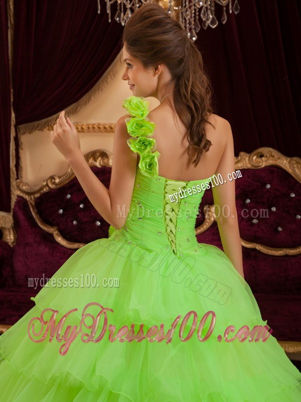 Lemon Green Princess Dresses for A Quinceanera with Layers