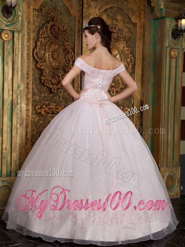 Off The Shoulder Quinceanera Gown Dresses in Light Pink