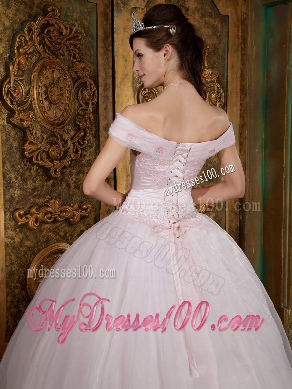 Off The Shoulder Quinceanera Gown Dresses in Light Pink