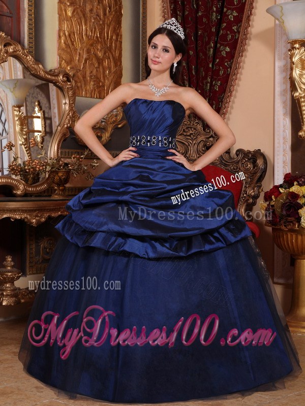 Layered Ruffles and Belt Dresses for A Quinceanera in Navy Blue