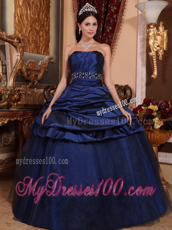 Layered Ruffles and Belt Dresses for A Quinceanera in Navy Blue