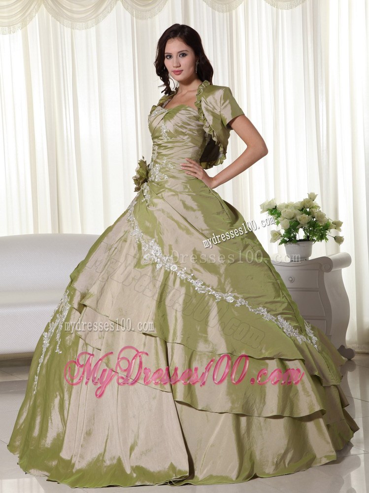Jacket for Sweet Sixteen Quinceanera Dresses in Olive Green