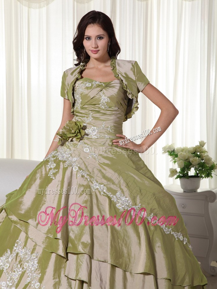 Jacket for Sweet Sixteen Quinceanera Dresses in Olive Green