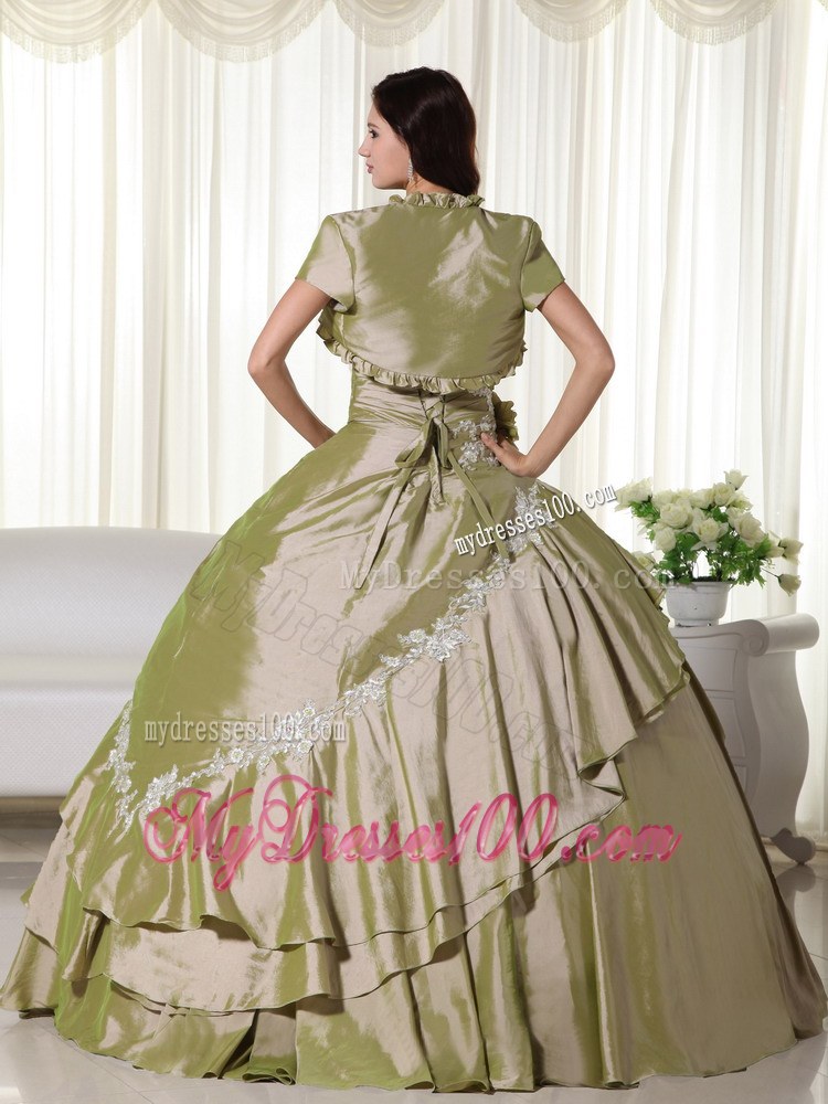 Jacket for Sweet Sixteen Quinceanera Dresses in Olive Green