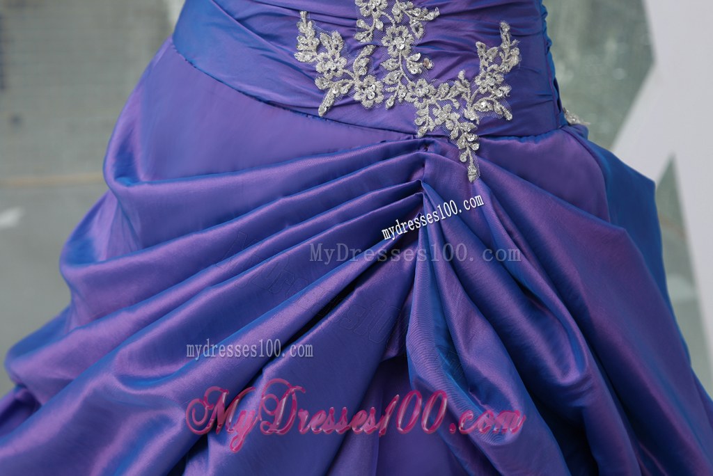 White Appliques Decor One Shoulder Quinceanera Dresses Gowns