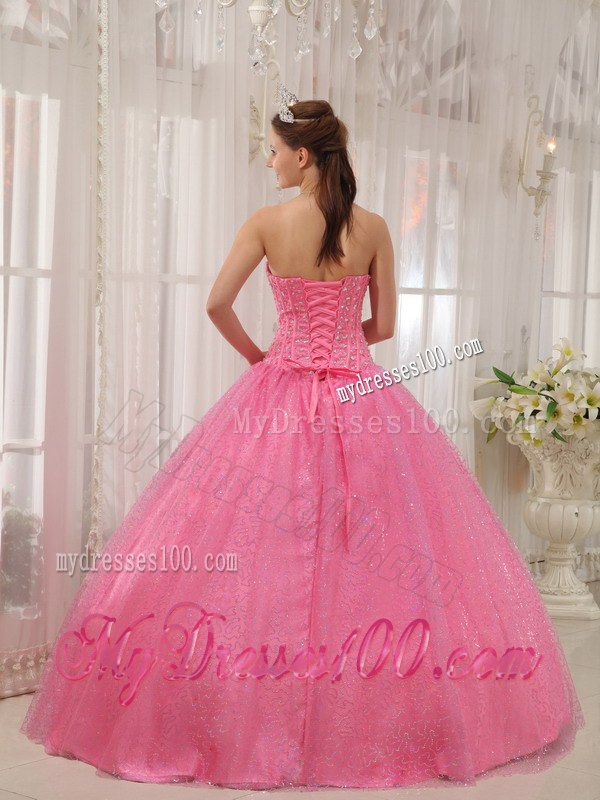 Pink Beading and Sequin Sweetheart Floor-length Quinceanera Dresses