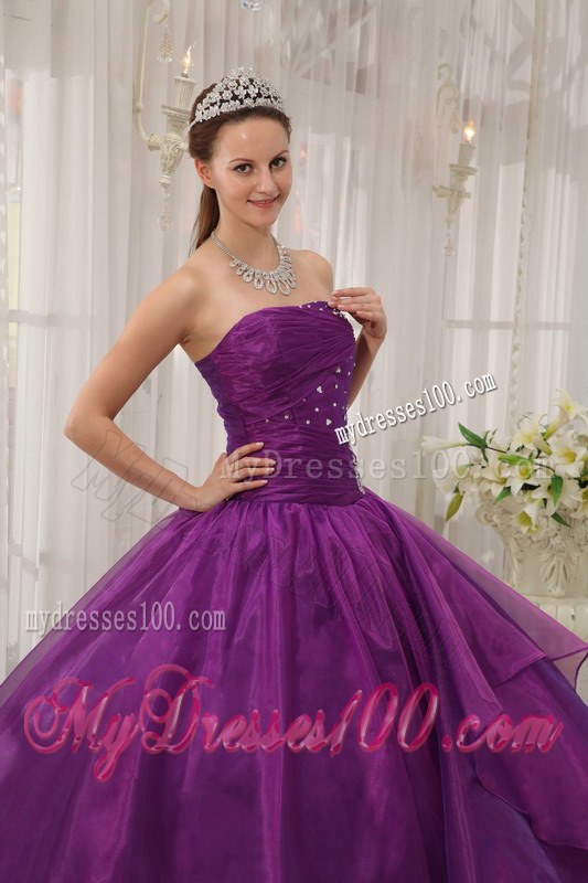 Pieces Ruffles Purple Quinceneara Dresses with Big Bottom