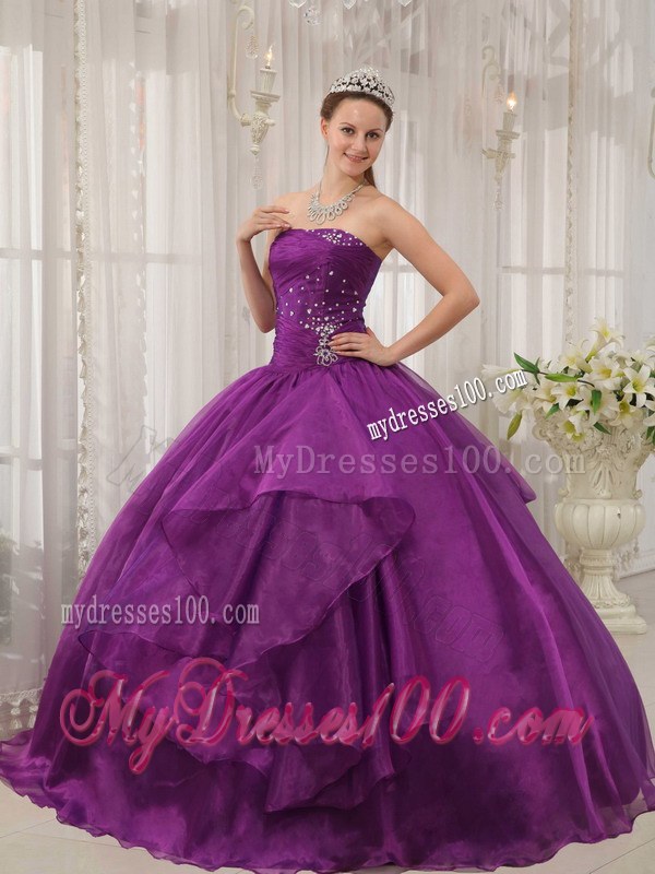 Pieces Ruffles Purple Quinceneara Dresses with Big Bottom