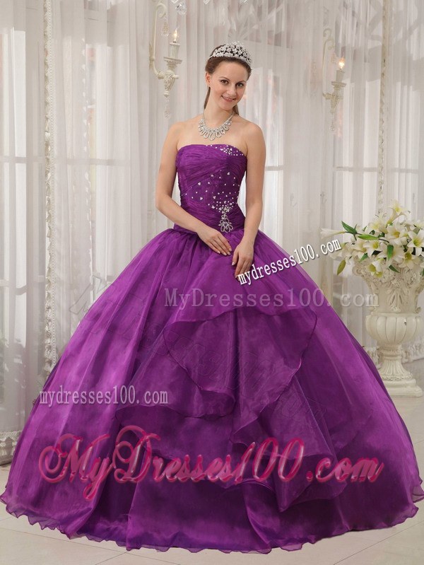 Pieces Ruffles Purple Quinceneara Dresses with Big Bottom