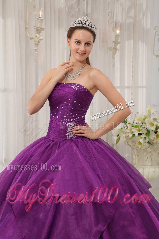 Pieces Ruffles Purple Quinceneara Dresses with Big Bottom