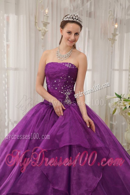 Pieces Ruffles Purple Quinceneara Dresses with Big Bottom