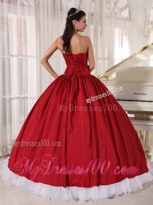 Red and White Sweet Sixteen Dresses Apron Back For Big Bottom