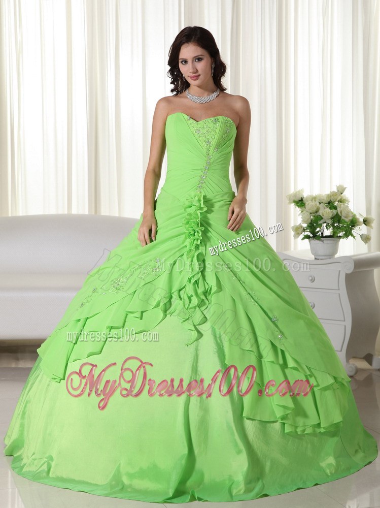 Spring Green Chiffon Sweet Sixteen Dresses with Draped Fabric