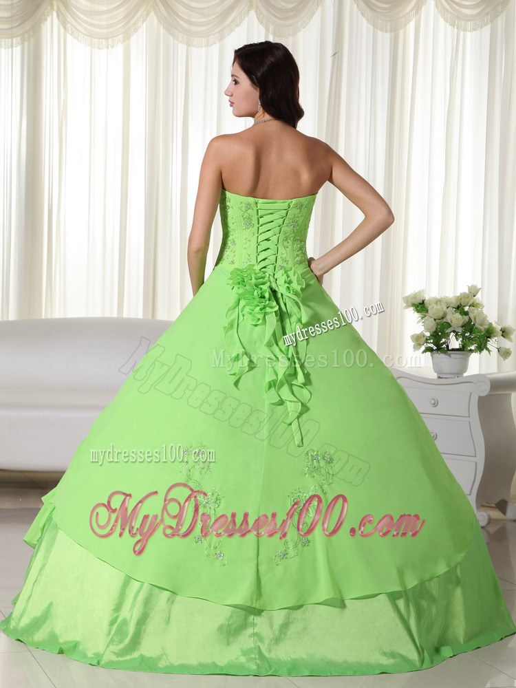 Spring Green Chiffon Sweet Sixteen Dresses with Draped Fabric