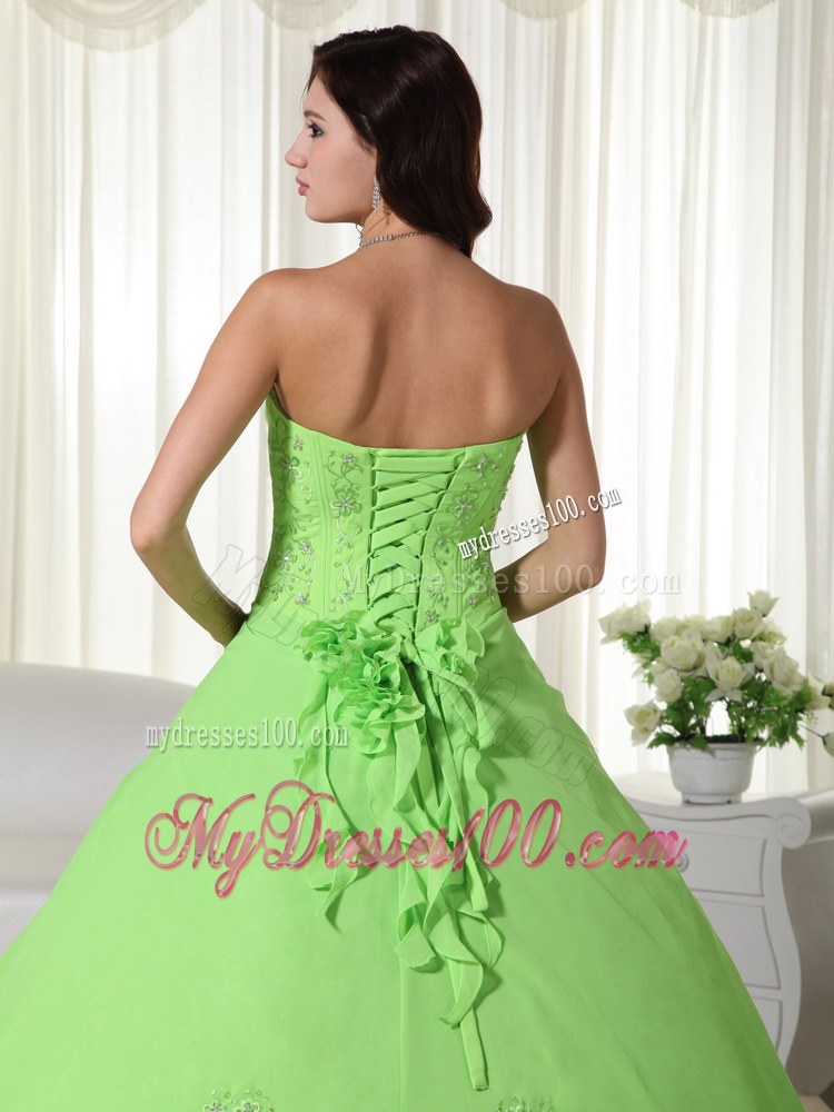 Spring Green Chiffon Sweet Sixteen Dresses with Draped Fabric