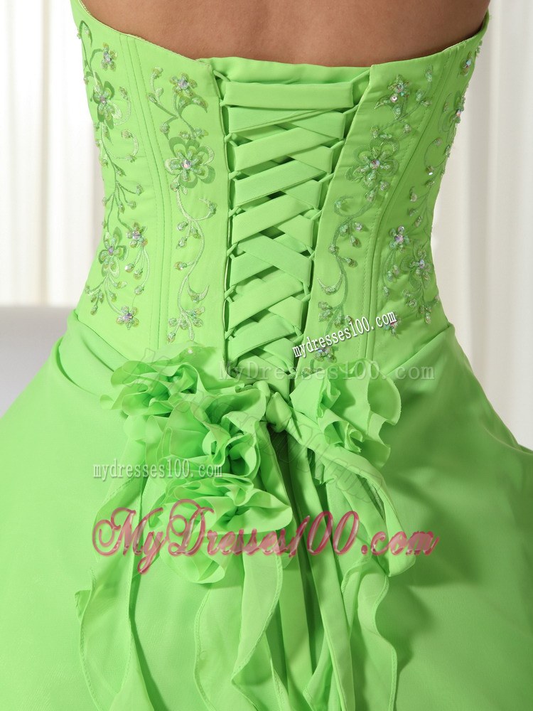 Spring Green Chiffon Sweet Sixteen Dresses with Draped Fabric