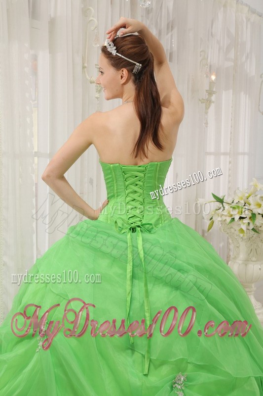 Spring Green Ball Gown for Sweet 15 Dresses with Boning Details