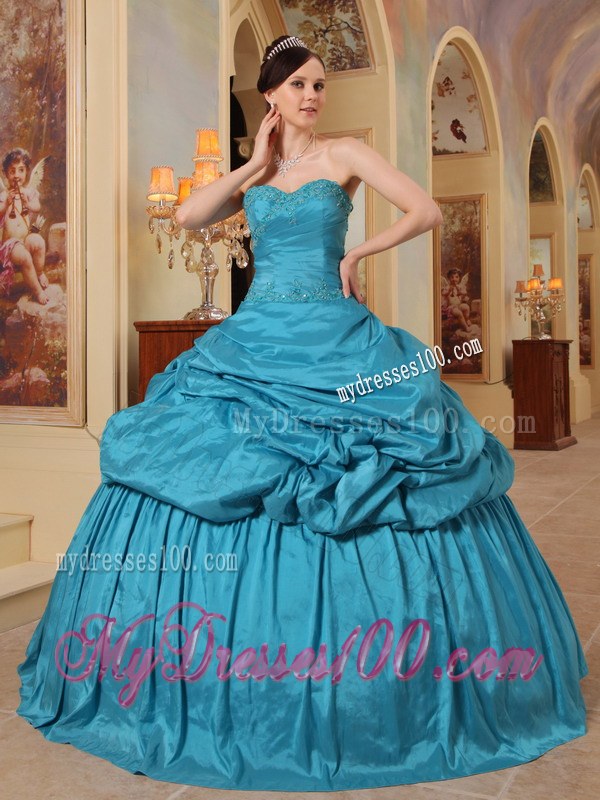 Teal Ball Gown Decorated Beading Quinceanera Gown Dresses