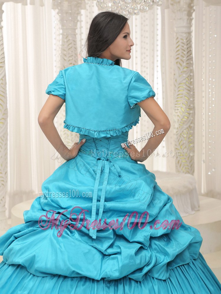 Jakcet for Ruffles Teal Quinceanera Gowns Dresses in Puffy