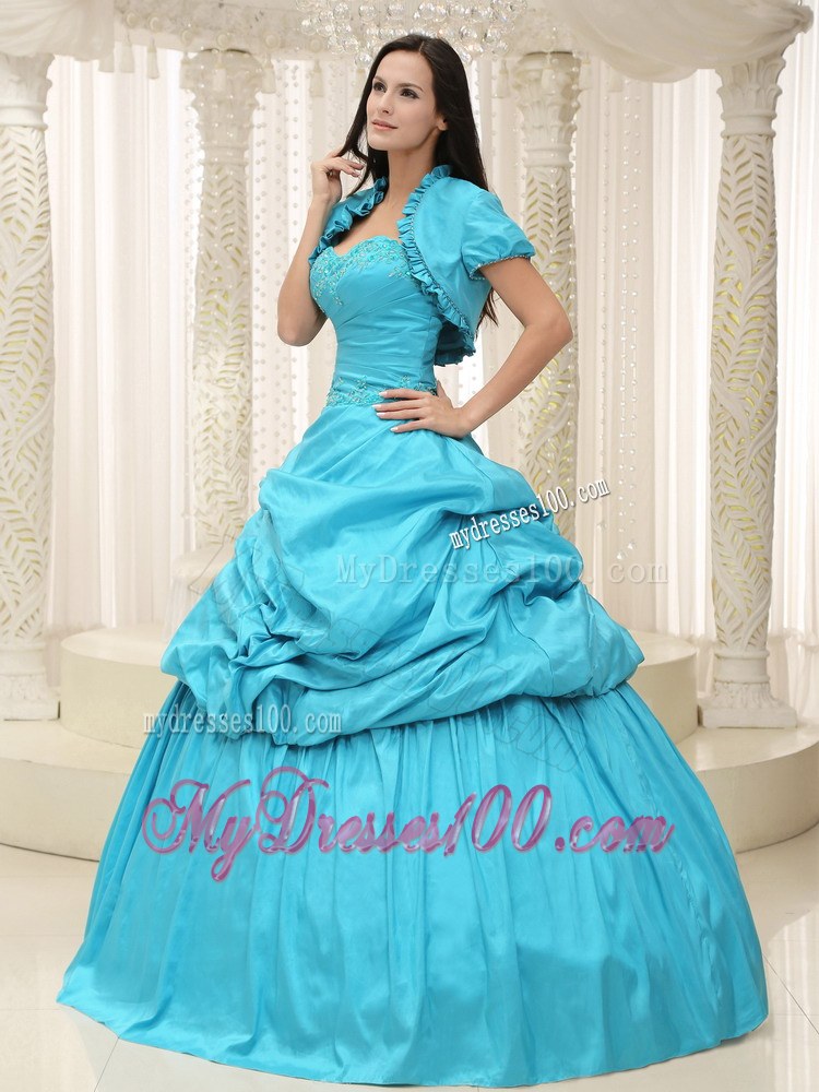 Jakcet for Ruffles Teal Quinceanera Gowns Dresses in Puffy