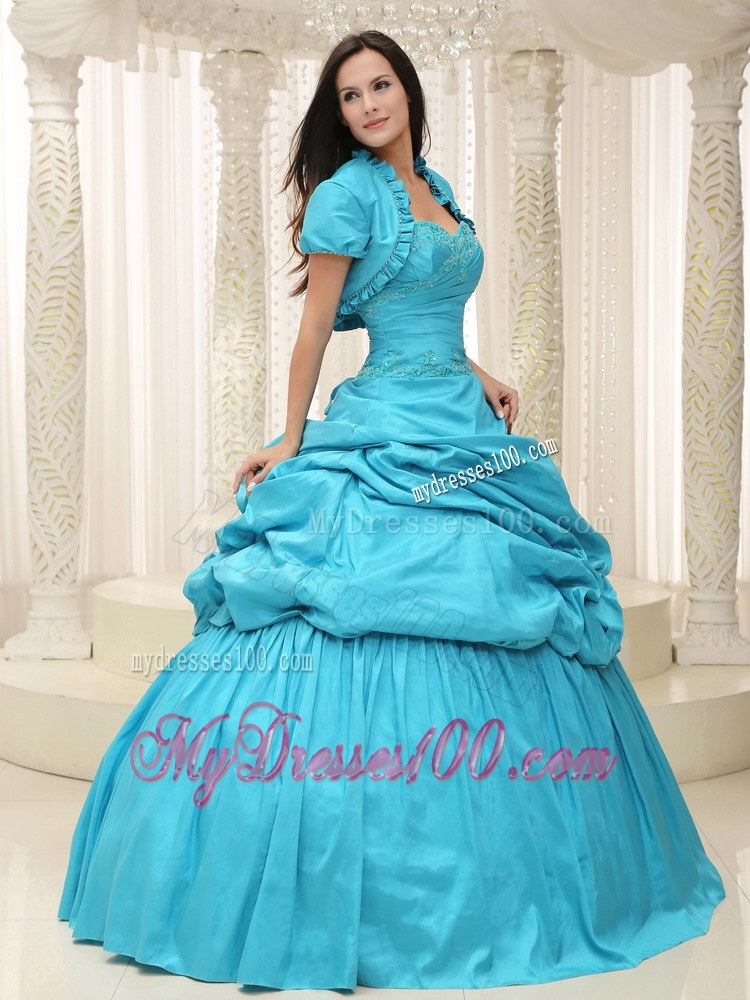 Jakcet for Ruffles Teal Quinceanera Gowns Dresses in Puffy