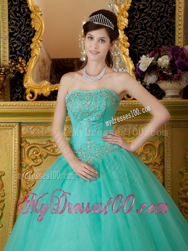 Ball Gown for Sheer Organza Dresses of 15 in Turquoise