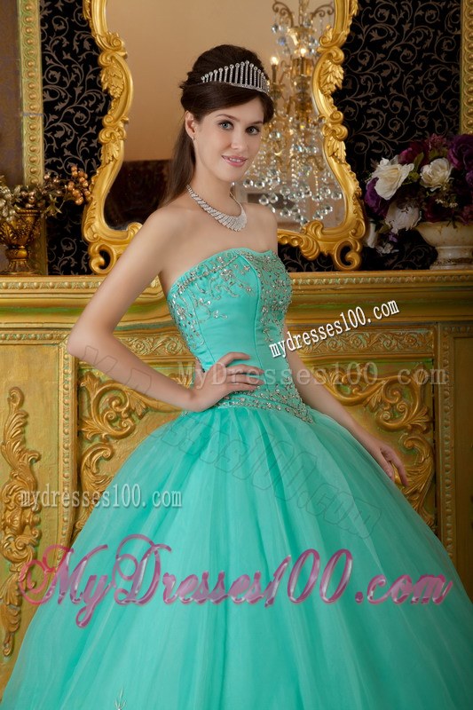 Ball Gown for Sheer Organza Dresses of 15 in Turquoise