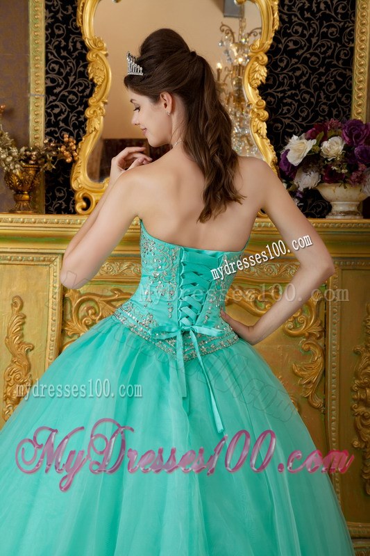 Ball Gown for Sheer Organza Dresses of 15 in Turquoise