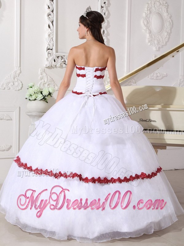 White Sweet 16 Dresses Charaterized Wine Red Lined Hem
