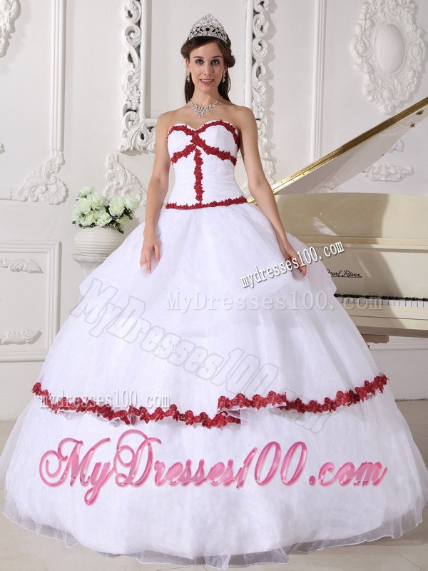 White Sweet 16 Dresses Charaterized Wine Red Lined Hem