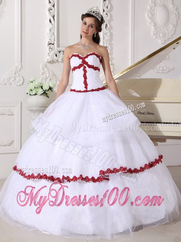 White Sweet 16 Dresses Charaterized Wine Red Lined Hem
