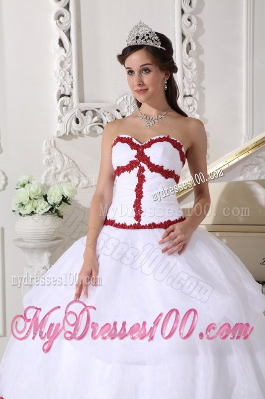 White Sweet 16 Dresses Charaterized Wine Red Lined Hem