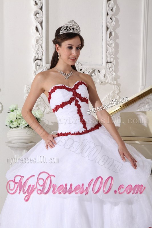 White Sweet 16 Dresses Charaterized Wine Red Lined Hem