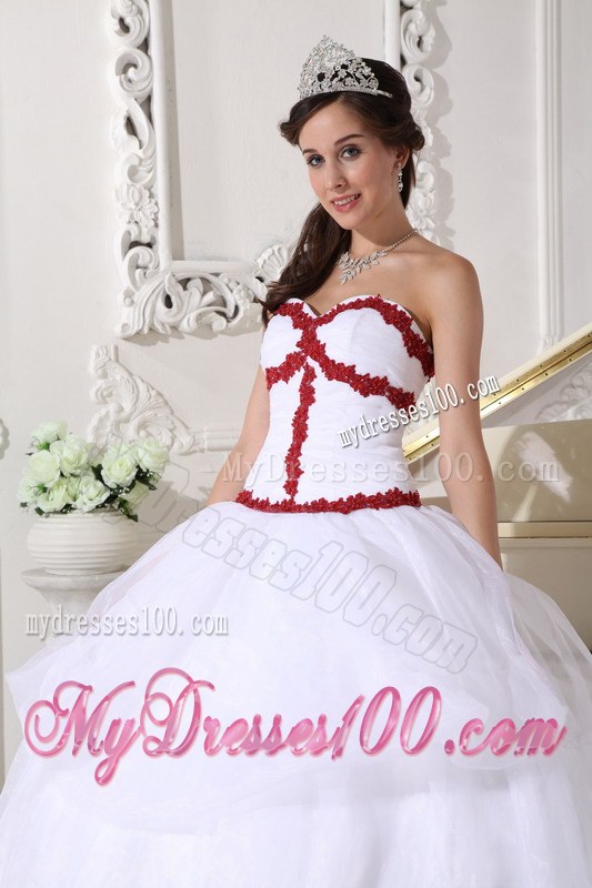 White Sweet 16 Dresses Charaterized Wine Red Lined Hem
