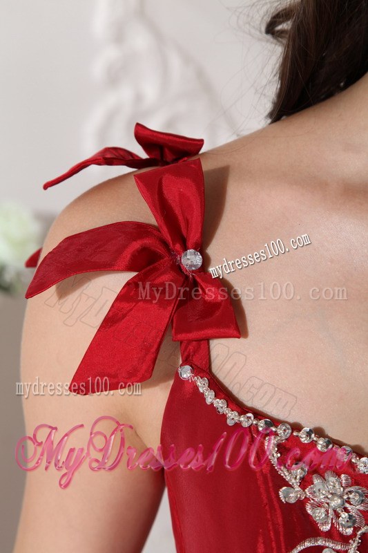 Straps Wine Red Ball Gown for Dresses 15 with Heavy Embroidery