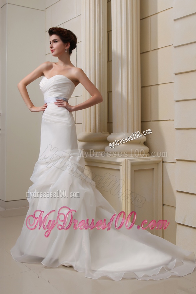 2016 Elegant Mermaid Sweetheart Belt Ruching Pick-ups Wedding Dress with Side Zipper