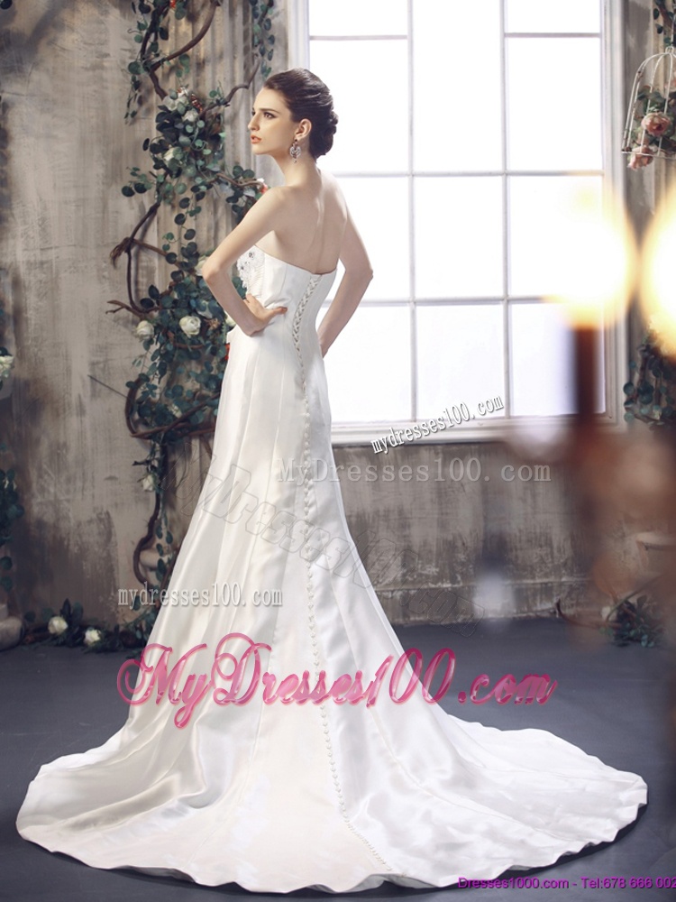 2016 Exquisite Mermaid Strapless Wedding Dress with Ruching and Beading