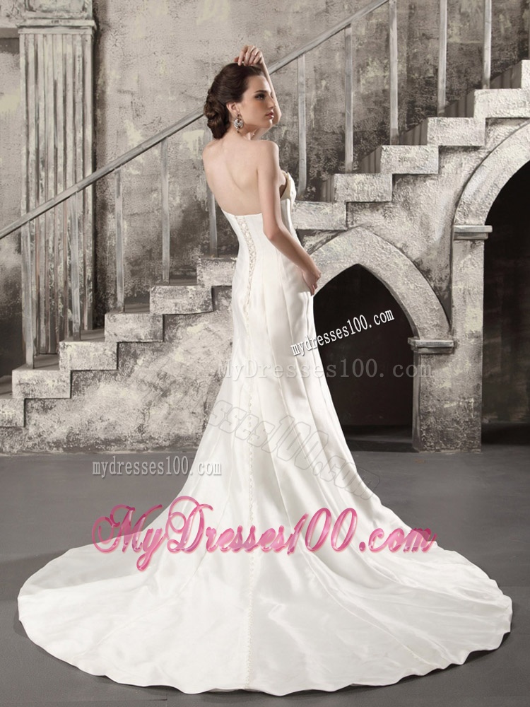 2016 Exquisite Mermaid Strapless Wedding Dress with Ruching and Beading
