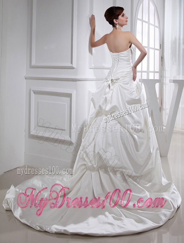 2016 Fashinable Princess Ball Gown Sweetheart Paillette Pick-ups Wedding Dress
