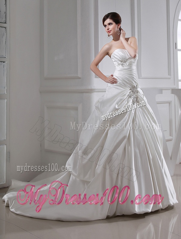 2016 Fashinable Princess Ball Gown Sweetheart Paillette Pick-ups Wedding Dress