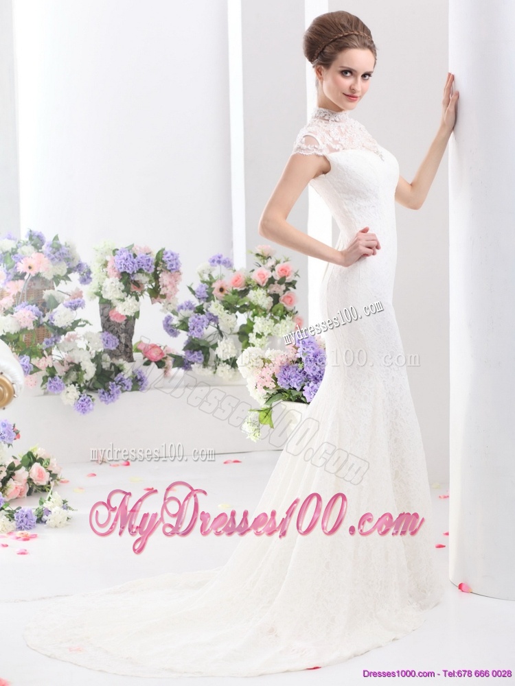 2016 Flirting High Neck Wedding Dress with Mermaid