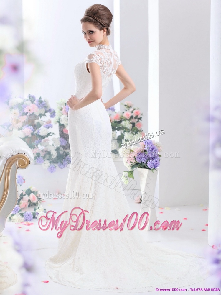 2016 Flirting High Neck Wedding Dress with Mermaid