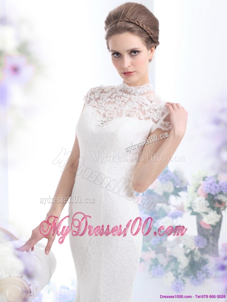 2016 Flirting High Neck Wedding Dress with Mermaid