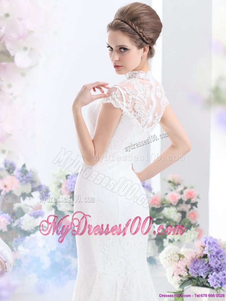 2016 Flirting High Neck Wedding Dress with Mermaid