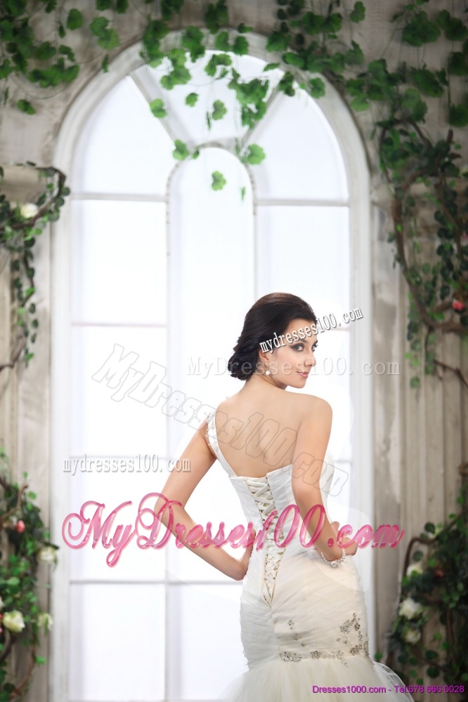 2016 Luxurious One Shoulder Wedding Dress with Beading and Ruching