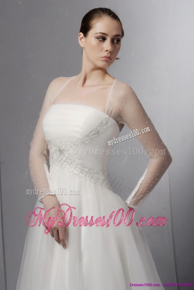 2016 Luxurious Strapless A Line Wedding Dress with Lace and Ruching